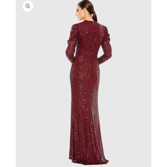 IEENA for Mac Duggal Wine Sequin Gown Style 26692 Size 12 NWT - Picture 2 of 8